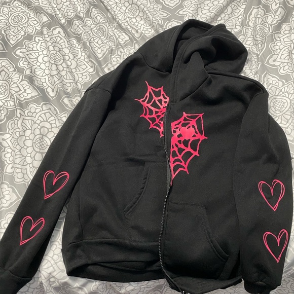 y2k SHEIN Pink Webbed Zip Up - Picture 3 of 3